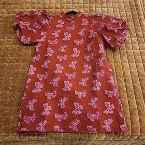 THML Red and Pink Bow Midi Dress